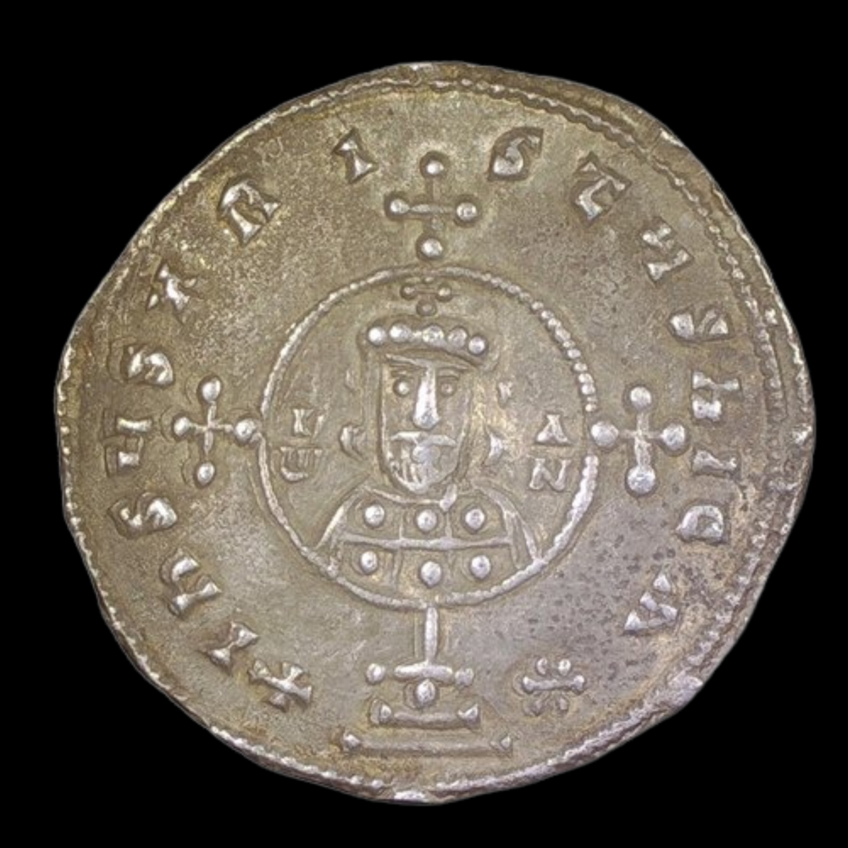 【Basil】Offen pointed-CROWNP Nomisma histamenon of Basil II (Constantine VIII on right